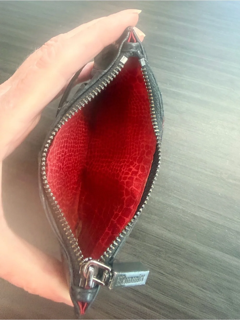 Hammitt Black Leather 210 West wallet with Red ID Window